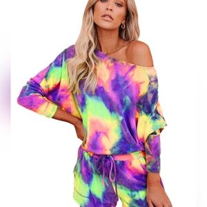 Tie Dye Short Set - Purple